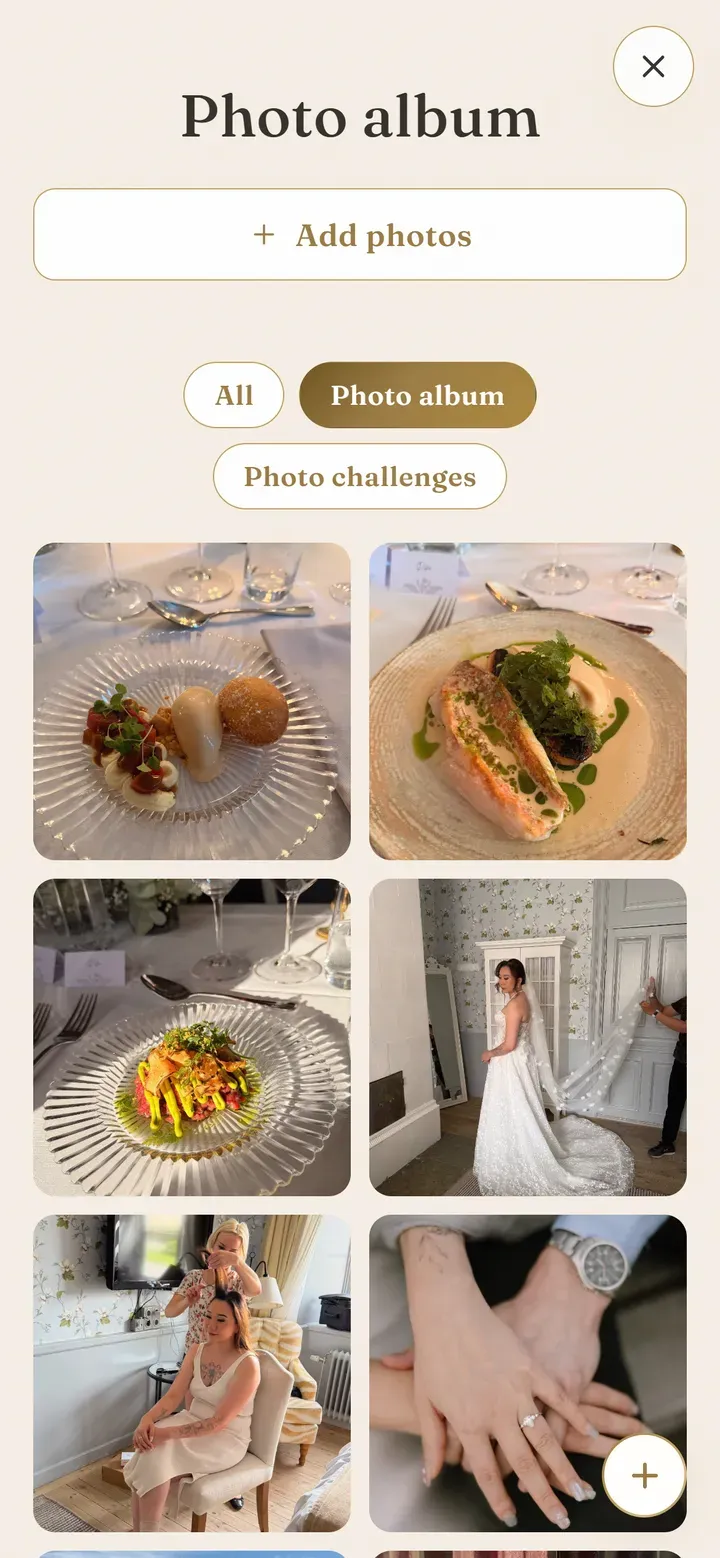 The shared photo album guests added to through the day